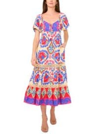 Petite Puff Sleeve Printed Maxi Dress at Belk