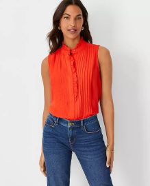 Petite Ruffle Pintucked Popover Shell at Ann Taylor