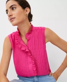 Petite Ruffle Pintucked Popover Shell at Ann Taylor