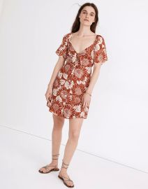 Petite Silk Tie-Front Mini Dress in Sunflower Season at Madewell