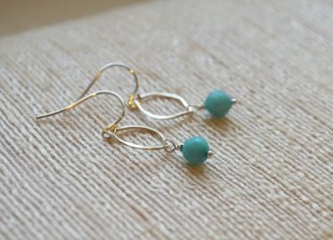 Petite Teardrop Sterling Silver and Amazonite Earrings at Etsy