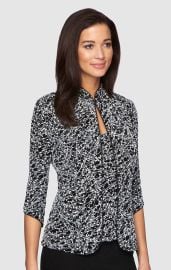 Petite Textured Mandarin Neck Glitter Knit 34 Sleeve Twinset at Alex Evenings