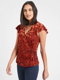 Petite Velvet Wrap Top at Banana Republic