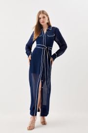 Petite Viscose Woven Midi Shirt Dress at Karen Millen