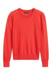 Petite Washable Merino Puff-Sleeve Sweater at Banana Republic