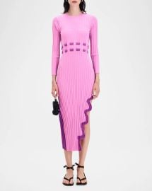 Ph5 Aster Pleated Midi Dress With Wavy Slit at Neiman Marcus