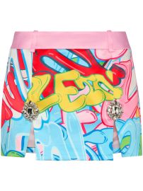 Philipp Plein Crystal embellished graffiti print miniskirt at Farfetch