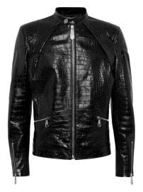 Philipp Plein crocodile-embossed Biker Jacket Black at Farfetch