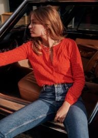 Philippe Jumper - Coral Red - Organic Cotton - Szane at Sezane