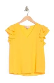 Philosophy Republic Clothing V Neck Flutter Sleeve Top in Marmalade at Nordstrom Rack