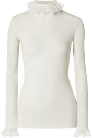 Philosophy di Lorenzo Serafini - Lace-trimmed ribbed wool-blend sweater at Net A Porter