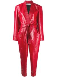 Philosophy di Lorenzo Serafini Belted Faux Textured Leather Jumpsuit at Farfetch