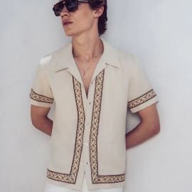 Phix Linen Paisley Embroidered Cuban Style Shirt at Phix