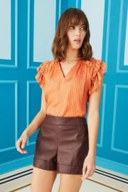 Phoebe Ruffle Blouse In Terracotta  at Shop Simon