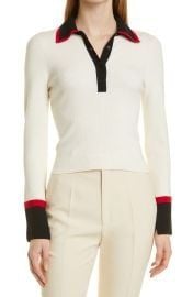 Pia Ribbed Long Sleeve Polo by Alice + Olivia at Nordstrom