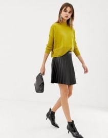 Pieces faux leather pleated skirt   ASOS at Asos