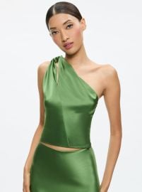 Piera One Shoulder Twist Top In Avocado Alice Olivia at Alice + Olivia