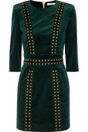 Pierre Balmain   Embellished stretch cotton-blend velvet mini dress at Net A Porter