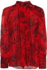 Pierre BalmainandnbspandnbspAnimal-print silk-georgette blouse at Net A Porter