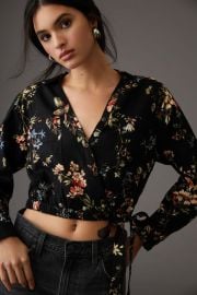 Pilcro Cropped Waist Tie Blouse at Anthropologie