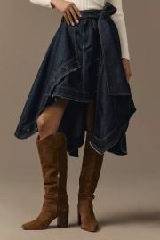 Pilcro Denim High Low Asymmetric Raw Hem Skirt at Anthropologie