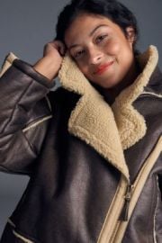 Pilcro Faux Leather Sherpa-Lined Jacket at Anthropologie