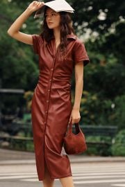 Pilcro Greer Faux Leather Midi Shirtdress at Anthropologie