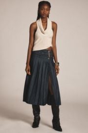 Pilcro Low Slung Pleated Midi Skirt at Anthropologie