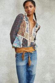 Pilcro Printed Patchwork Blouse at Anthropologie