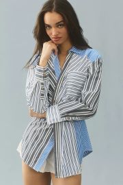 Pilcro Reworked Mixed Stripe Buttondown Shirt at Anthropologie