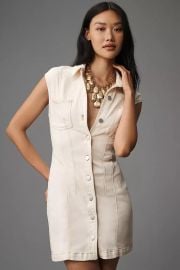 Pilcro Seamed Button Front Denim Mini Dress at Anthropologie