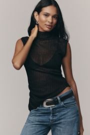 Pilcro Sheer Sleeveless Knit Top at Anthropologie