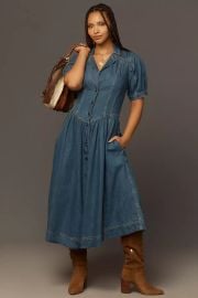 Pilcro Short Sleeve Denim Midi Shirt Dress2 at Anthropologie