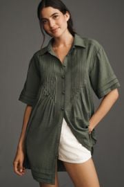 Pilcro Short Sleeve Pintuck Tunic Shirt Dress at Revolve