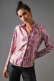 Pilcro Shrunken Sequin Blouse at Anthropologie