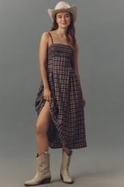 Pilcro Sleeveless Smocked Plaid Midi Dress at Anthropologie