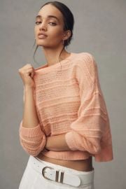 Pilcro Stitched Cashmere Cropped Sweater at Anthropologie