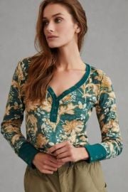 Pilcro Waffle Henley Top at Anthropologie