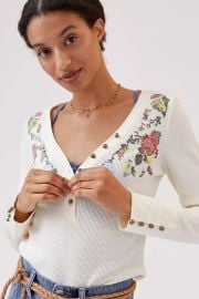 Pilcro Waffle Henley Top at Anthropologie
