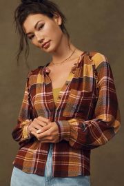 Pilcro at Anthropologie Relaxed Plaid Buttondown Shirt in Red at Anthropologie