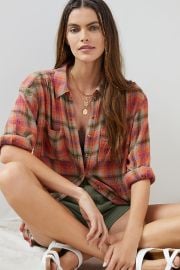 Pilcro at Anthropologie Seamed Plaid Tunic Buttondown at Anthropologie