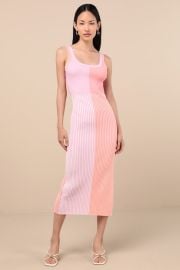 Pink Color Block Dress - Ribbed Knit Dress - Bodycon Midi Dress - Lulus at Lulus