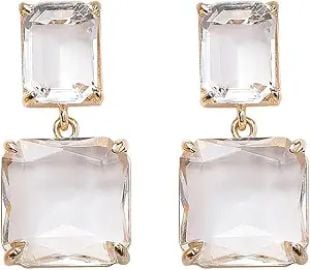 Pink Crystal Square Earrings for Women Clear Earrings Rhinestone Geometric Earrings Transparent Rectangle Drop Earrings Prom Earrings Wedding Bridal Birthday Jewelry for Women at Amazon