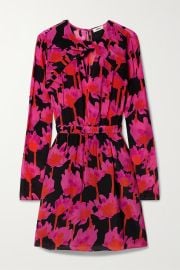 Pink Cutout gathered floral-print crepon mini dress JASON WU NET-A-PORTER at Net a Porter