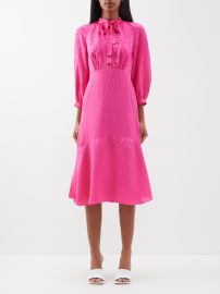 Pink Daria pussybow jaquard midi dress Cefinn FASHION US at Matches