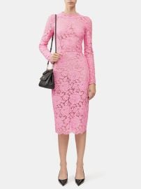 Pink Floral-lace midi dress Dolce amp Gabbana MATCHES UK at Matches