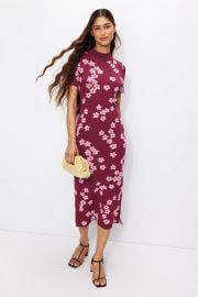 Pink Flower Jacquard Knit Dress by CeCe Rent the Runway at Rent the Runway