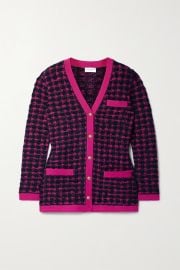 Pink Houndstooth wool-blend cardigan  SAINT LAURENT  NET-A-PORTER at Net a Porter