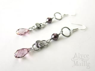 Pink Keepsake Crystal and Pearl Earrings at Etsy