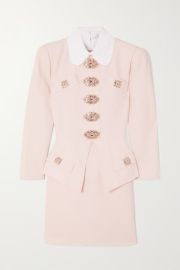 Pink Lace-trimmed crystal-embellished crepe peplum mini dress ANDREW GN NET-A-PORTER at Net a Porter